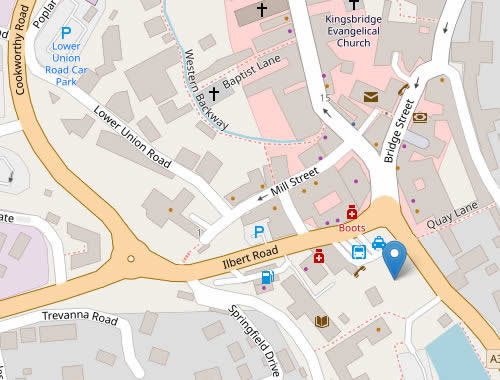 Location Map for Kingsbridge Farmers and Craft Producers Market